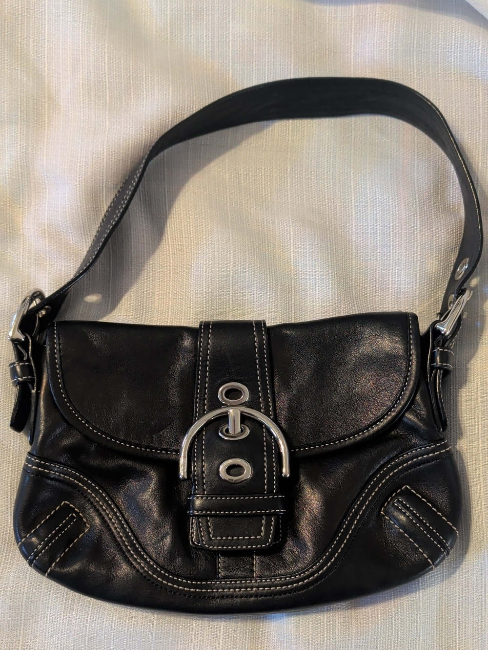 Coach Black Shoulder Bag with Silver Hardware